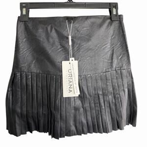 Venti6 Oriana Lifestyle Faux Leather Pleated Mini Skirt Black Small Officesiren